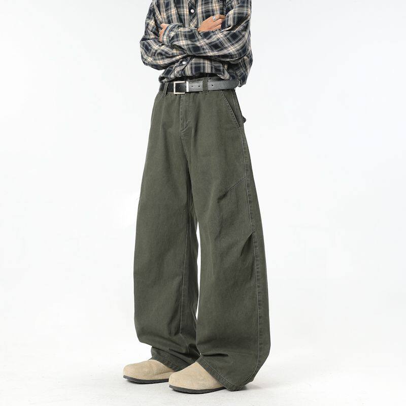 nologo official美式复古阔腿工装裤潮男宽松直筒弯刀裤香蕉裤子