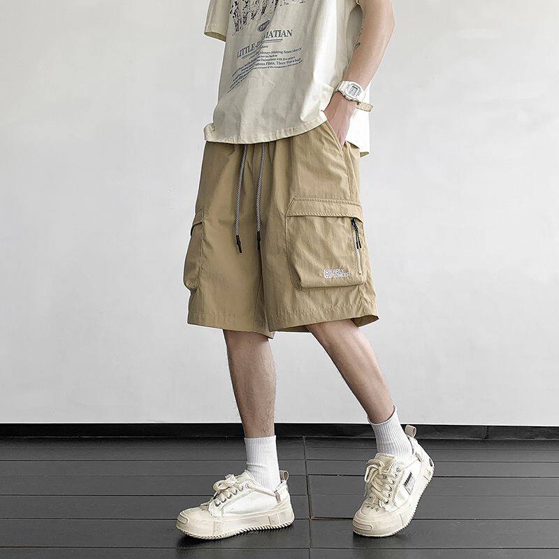 nologo official卡其色工装短裤潮男夏季速干直筒休闲五分阔腿裤