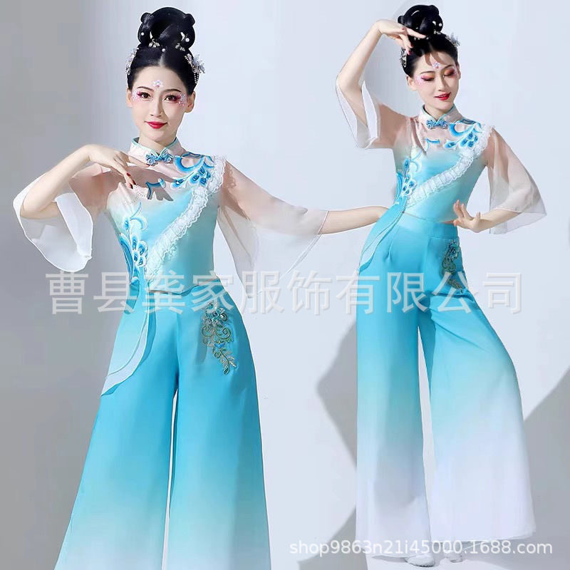 2026新款舞女民族扇子伞舞蹈服装广场秧歌套装广场舞表演服扇子舞