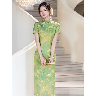 2026新款夏季旗袍一路绿灯高考旗袍浮光锦送考礼服旗开得胜女旗袍