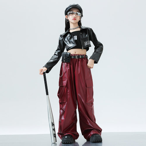 2026新款爵士舞服装女童潮酷皮衣儿童走秀jazz女团舞蹈服少儿街舞