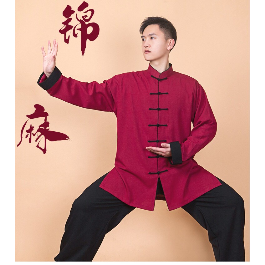 2026新款太极服女棉麻长款春秋太极拳练功服男太极拳衣服比赛亚麻