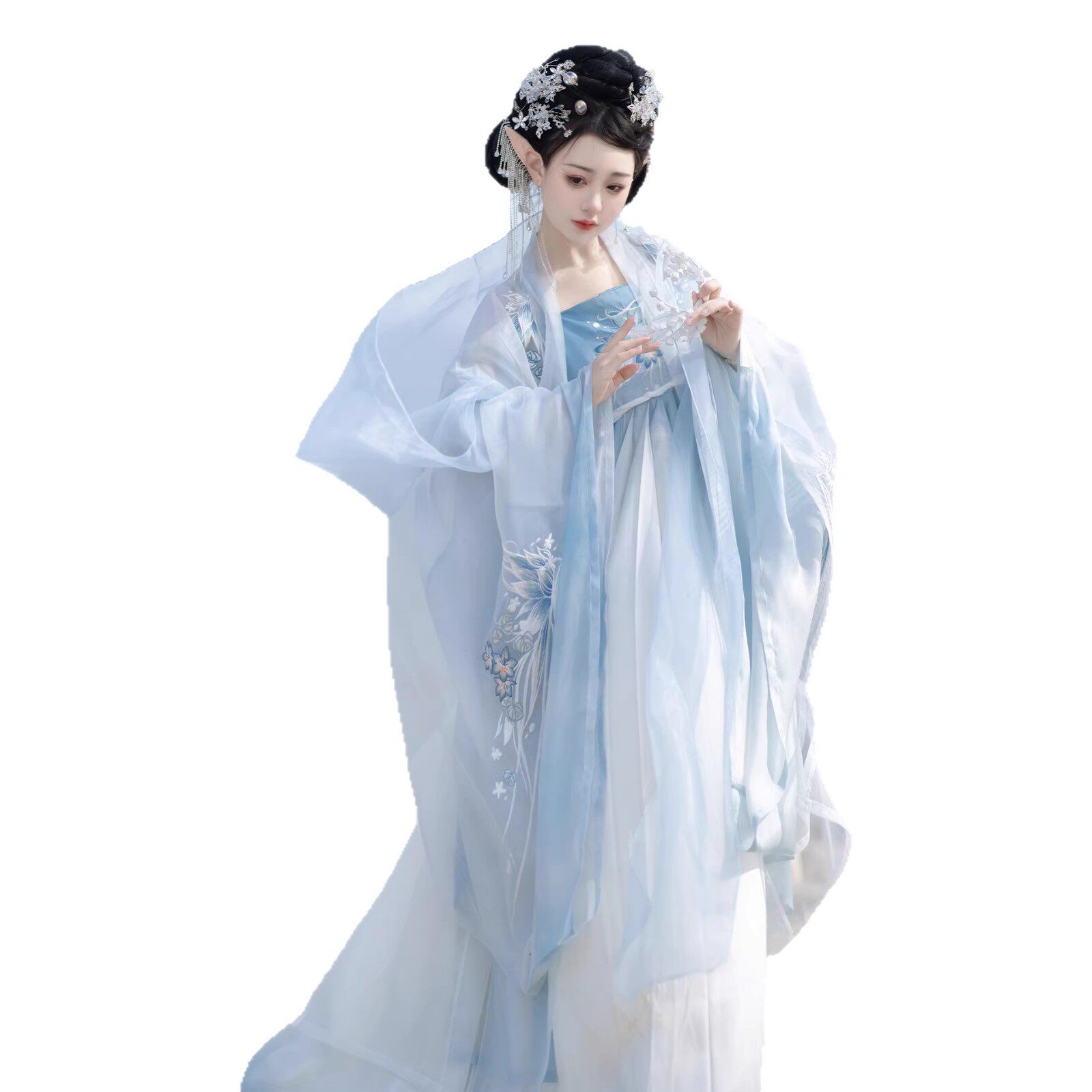 2026新款汉虞葵天青色原创汉服女春夏正品双层绣花大袖衫唐制诃子