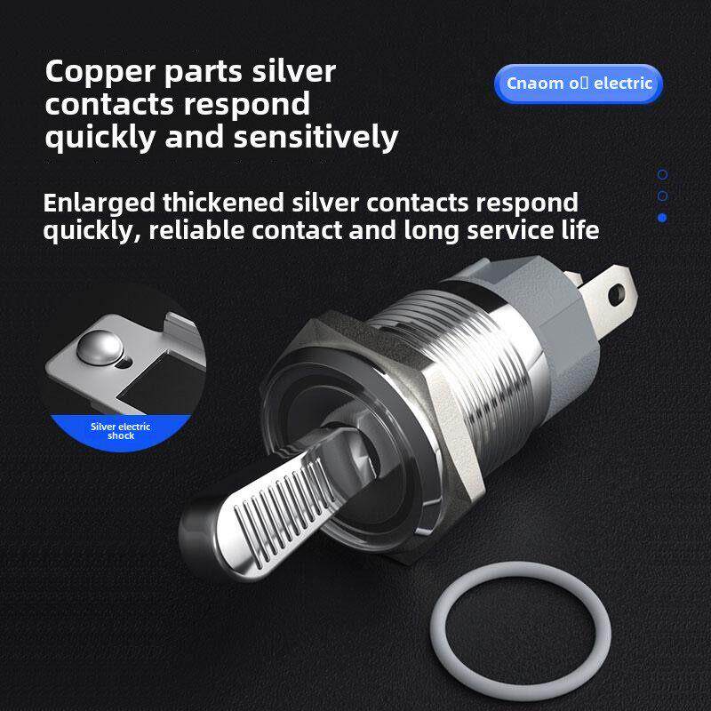 金属钮子开关大电流10A自锁摇臂拨动纽子LED带灯按钮开关二档三挡