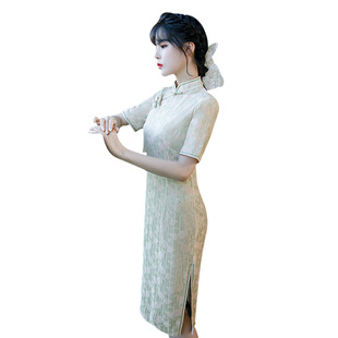 2026新款夏季小香风蕾丝旗袍连衣裙清新文艺改良复古旗袍少女款高