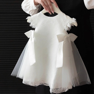 2026新款女童周岁礼服洋气白色女宝宝连衣裙生日裙子小女孩公主裙
