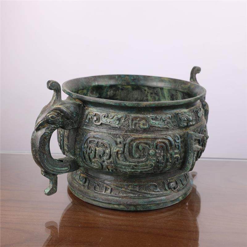 铜祥德古青铜器商代凤鸟簋装饰影视道具摆件古博物馆特色收藏