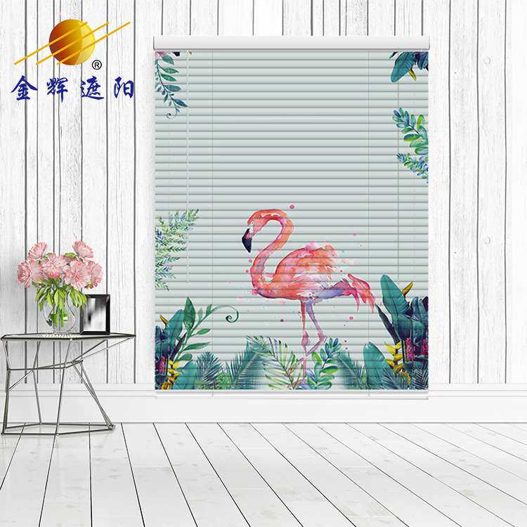 印花铝合金百叶窗帘金辉遮光帘卷帘办公室阳台喷画 全遮光