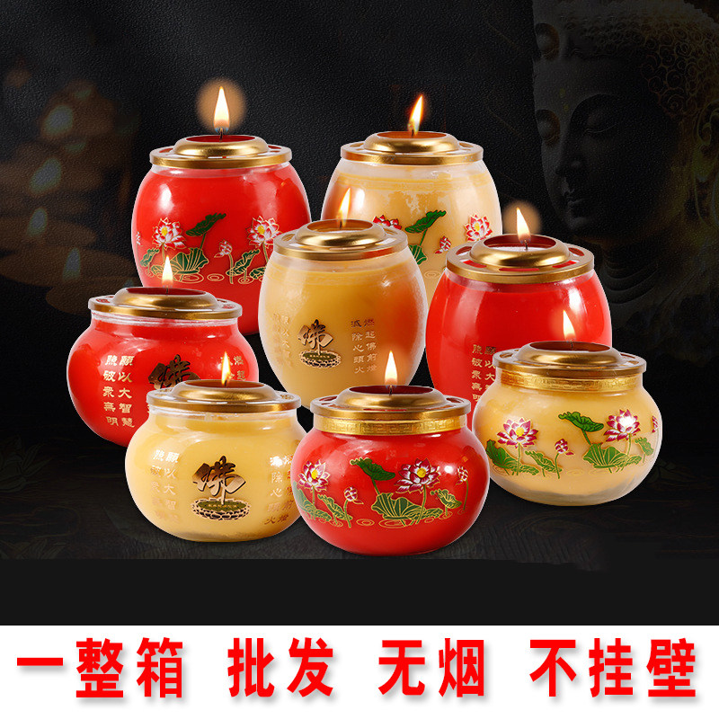 整箱3天7天大佛钵酥油灯八卦植物酥油蜡烛供佛无烟长明灯大鼓厂家
