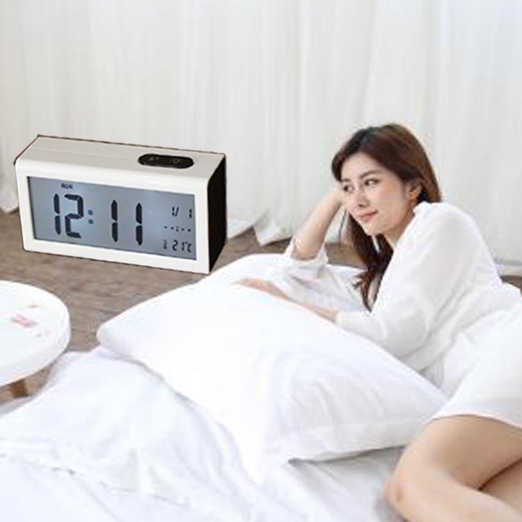 亚马逊爆款万年历闹钟学生床头夜光电子钟时尚静音贪睡钟