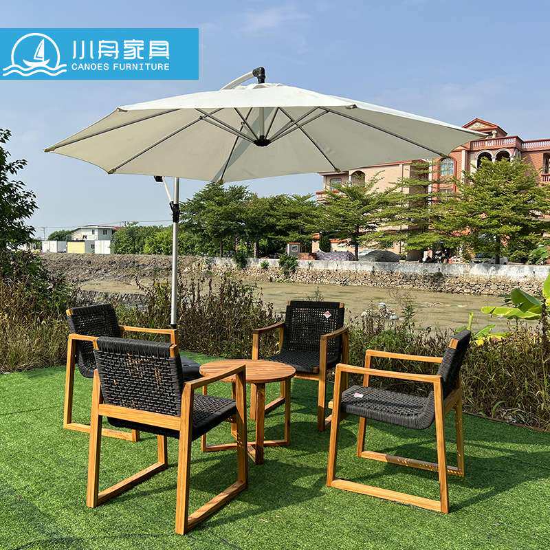 实木户外桌椅组合庭院露台花园别墅柚木餐桌休闲实木家具套装组合