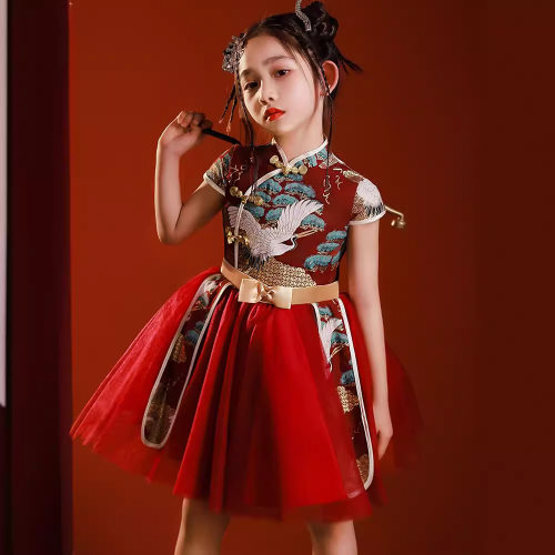 2026新款女童旗袍夏季中国风潮服改良春秋年国潮风儿童T台走秀演