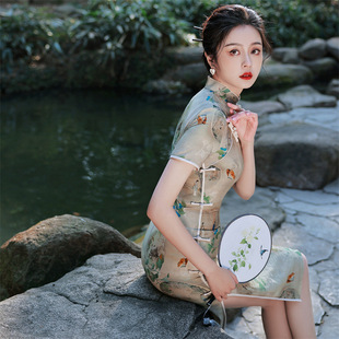 2026新款春夏款民国复古少女年轻款改良旗袍仙女裙日常炸街蚀骨连