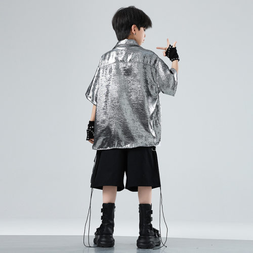 2026新款儿童街舞潮服男童嘻哈舞蹈练功服套装女童酷帅表演服少儿