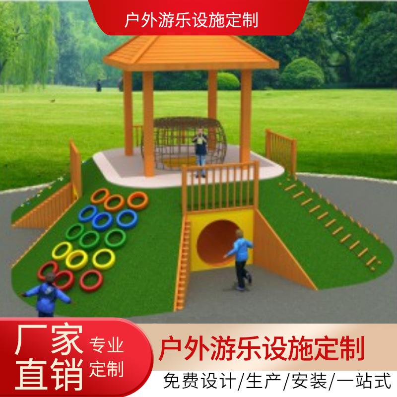 幼儿园木质滑梯大型户外木制长廊荡桥秋千非标实木攀爬架组合公园