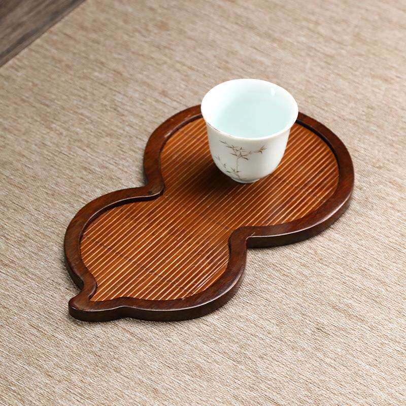 手工竹编竹制茶盘天然竹子茶托盘茶道配件复古茶艺摆件竹托竹盘子