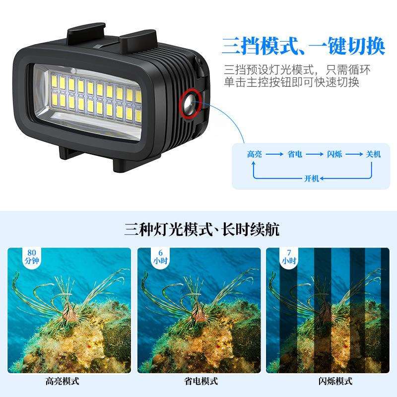 SL-100水下深潜摄影补光灯GOPRO运动相机潜水拍照视频补光打光