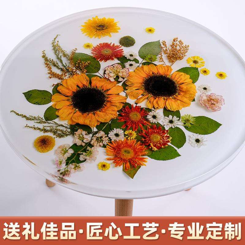 现代家具北欧鲜花桌子餐厅客厅阳台圆桌创意树脂工艺咖啡桌家用