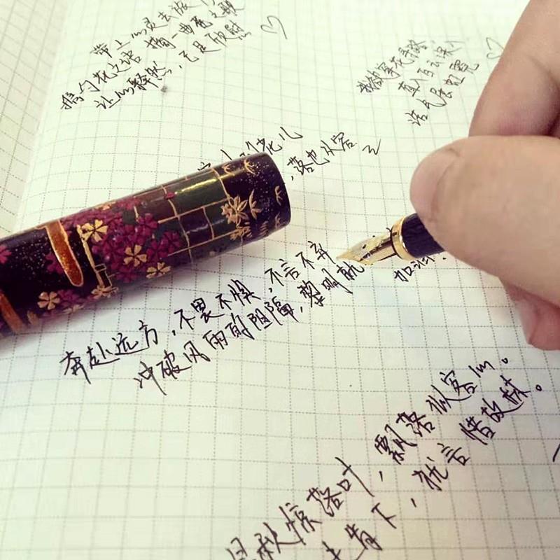 大漆彩绘笔杆檀木 莳绘工艺漆器钢笔 商务签字笔文房馈赠佳品漆器