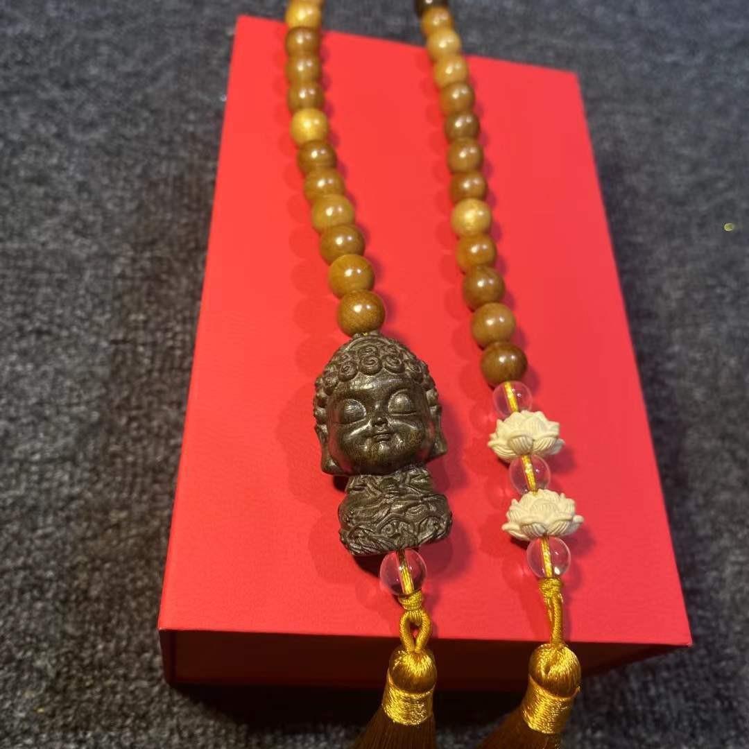 厂家直销跨境金丝楠木宝宝佛葫芦福禄精品车饰流苏挂件