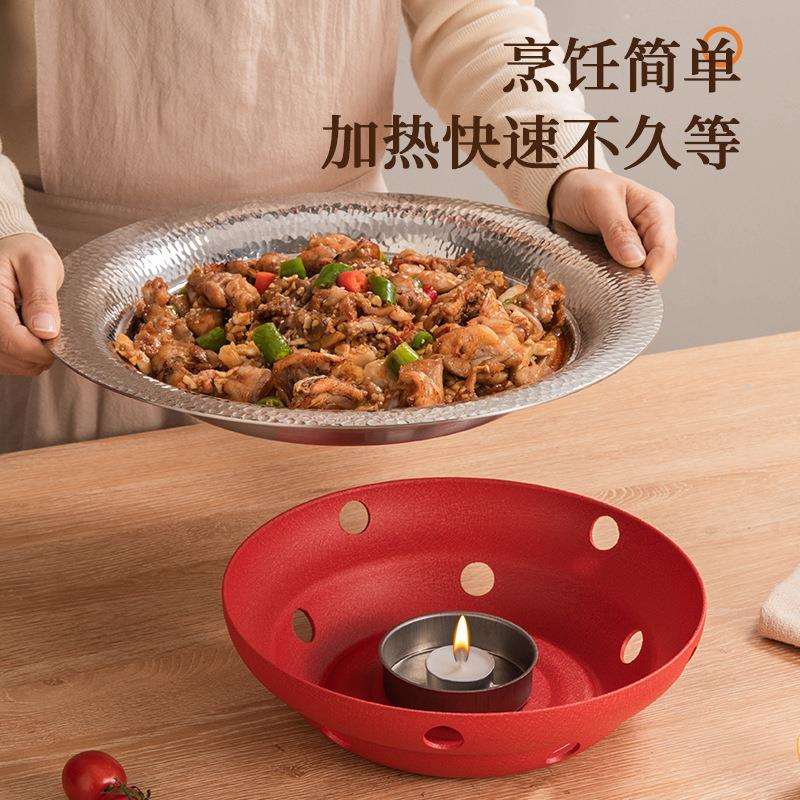 不锈钢鱼头煲盆干锅锅仔龙虾盘酒精炉加热不粘麻辣香锅圆形牛蛙锅