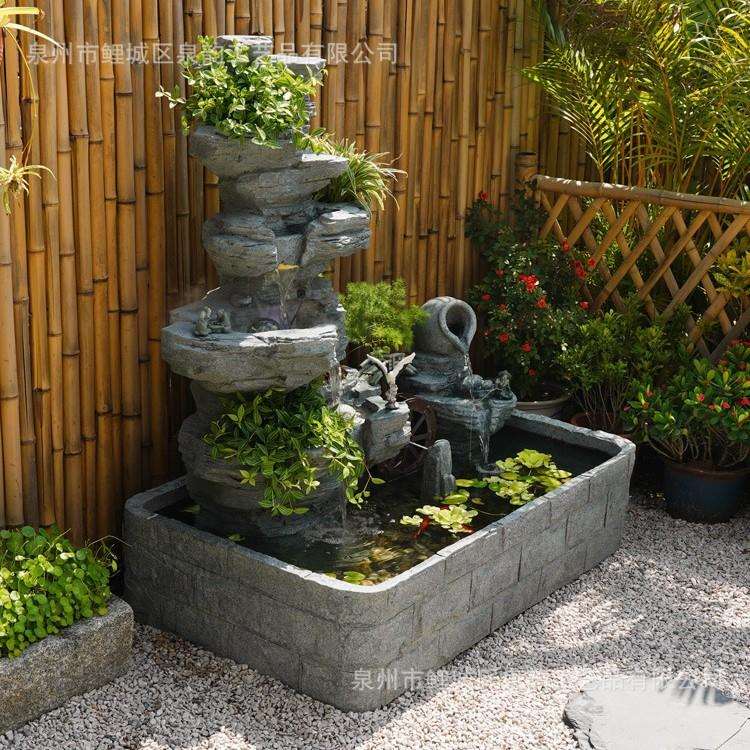 观庭院造景小花园装饰假山水景摆件客厅落地阳光房循环水系喷泉景