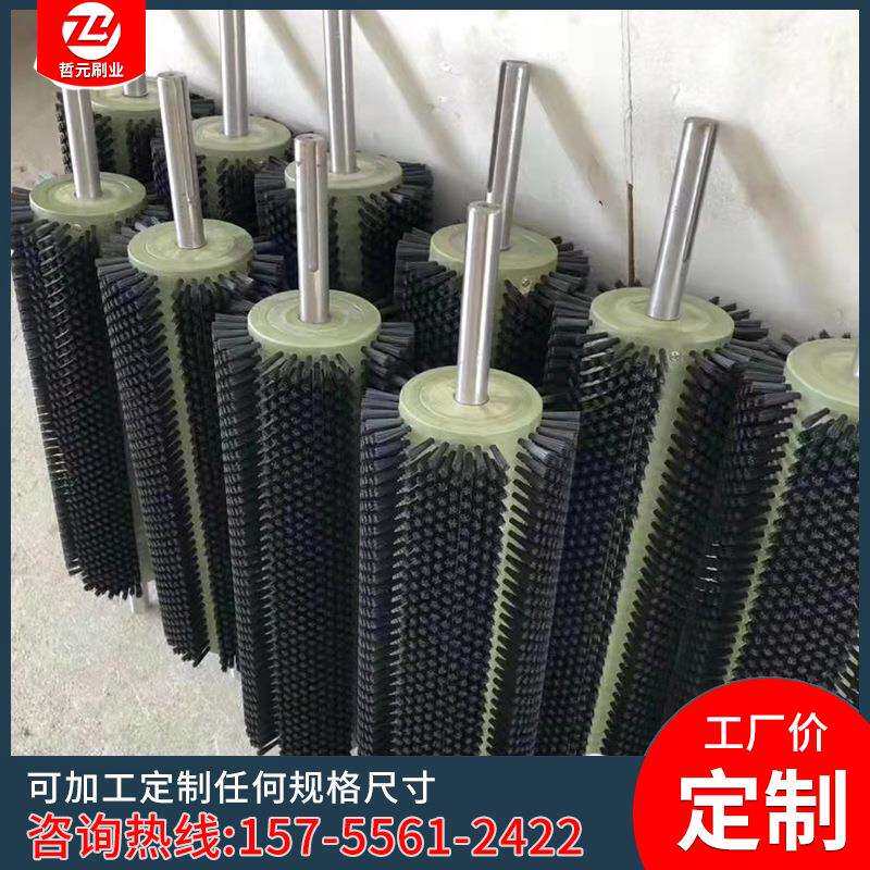 工业毛刷辊 打磨抛光滚刷替换辊轴 尼龙丝金属丝猪鬃刷毛刷辊图片
