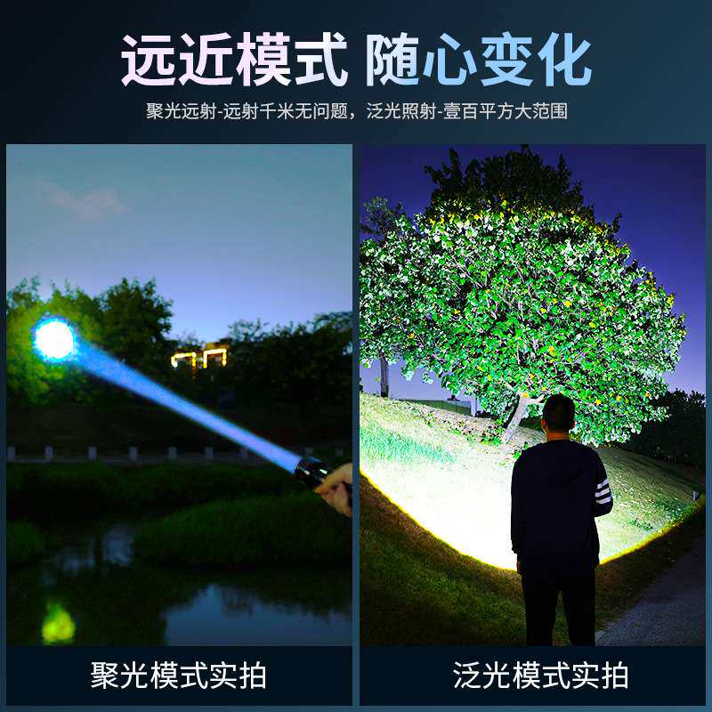 PK13手电筒变焦彩色荧光强光超亮远射长续航户外LED照明应急灯