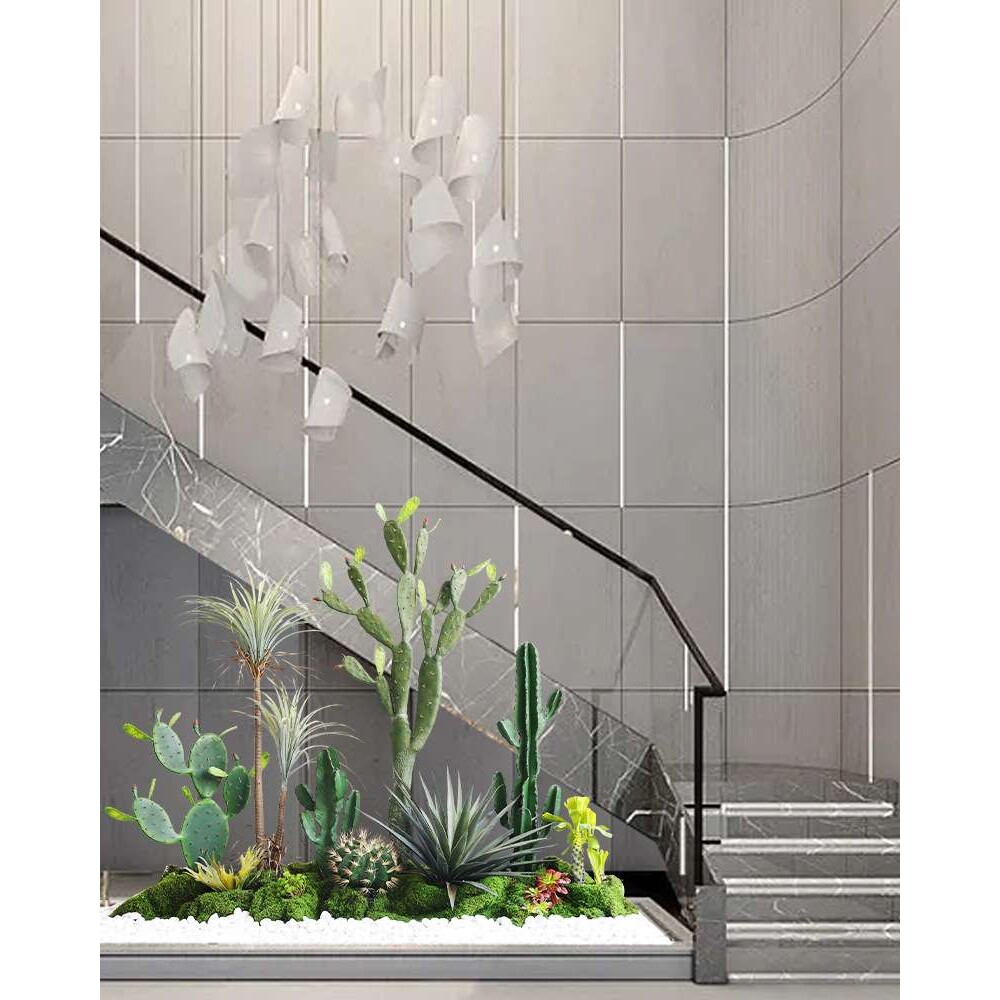 大型仿真绿植仙人掌造景室内橱窗景观装饰楼梯下仿真植物盆景摆件