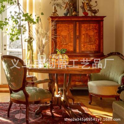 跨境Pumpkin Stained Accent Lamp南瓜灯万圣节装饰摆件树脂灯