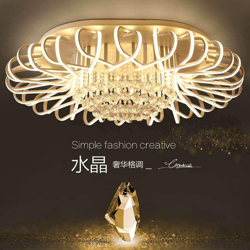 创意椭圆形客厅灯北欧简约现代吸顶灯鸟巢个性水晶led大厅灯具