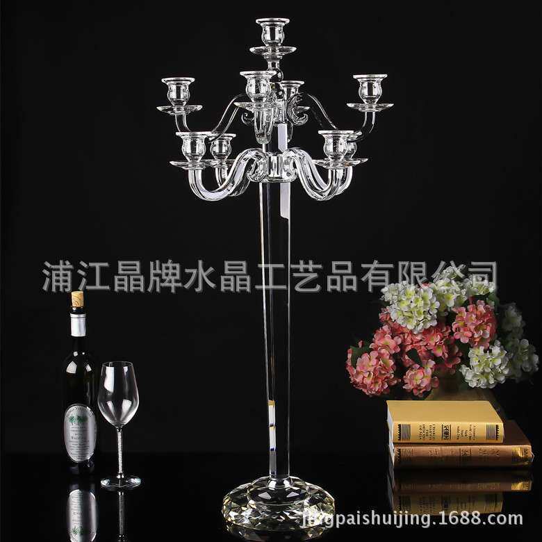 新款欧式水晶烛台婚礼婚庆专用家居烛台玻璃蜡烛台来样来图