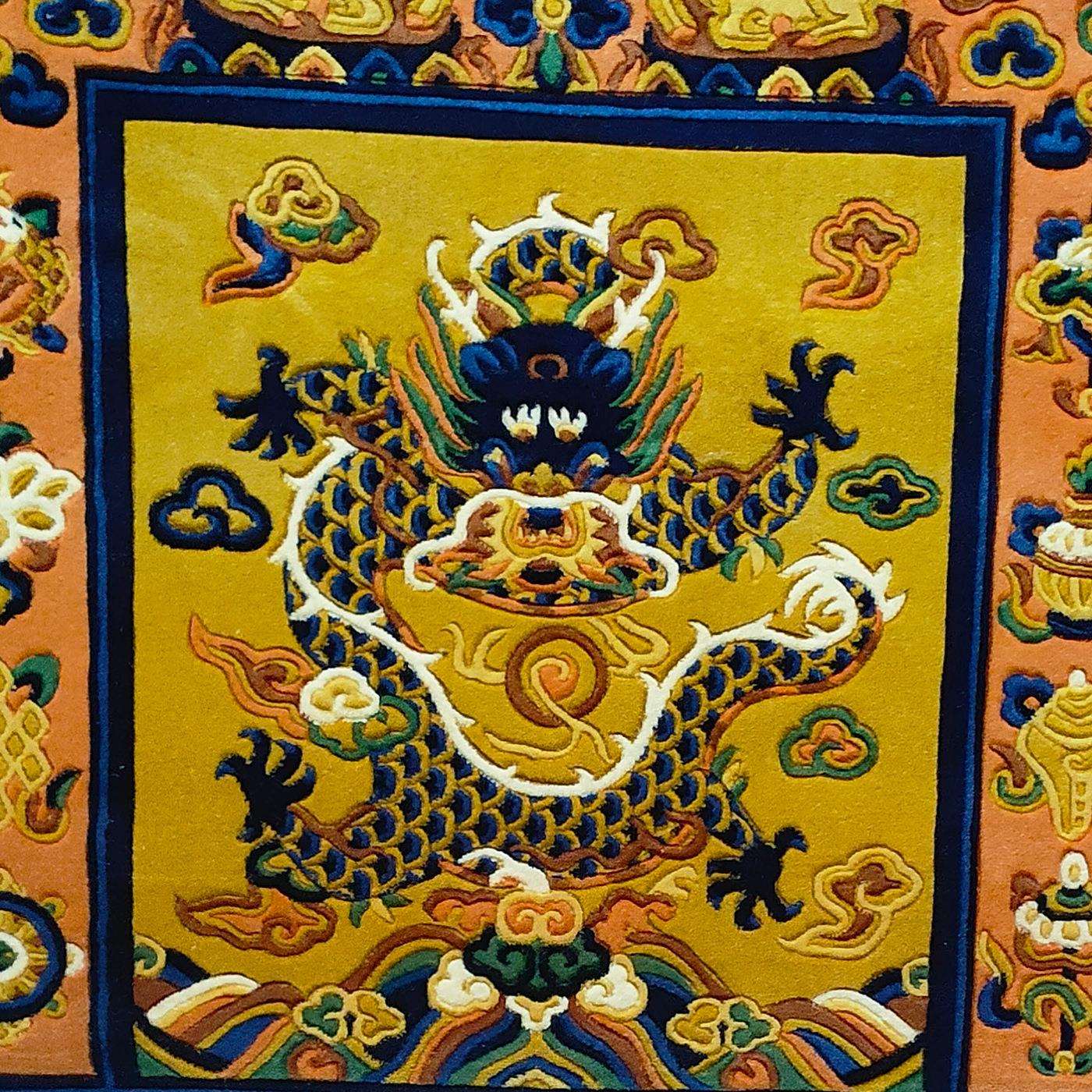 上师打坐垫藏式坐垫地毯羊毛八吉祥靠背打坐垫拜垫柔软舒适法座垫