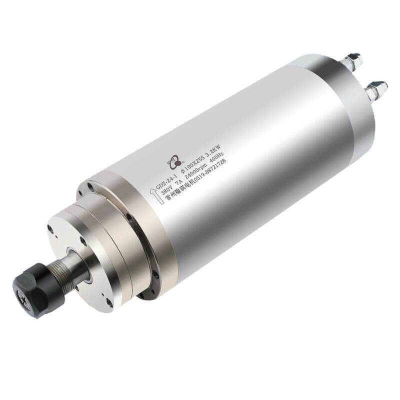 前程电主轴3.2KW圆形水冷100mm翰琪电主轴木工雕刻机电机石材主轴