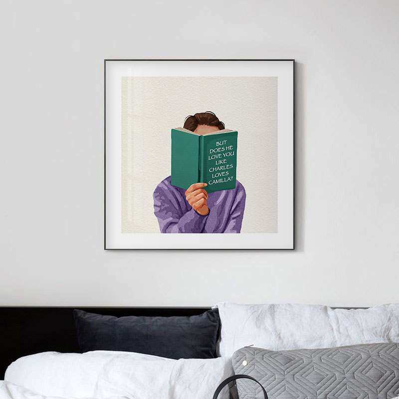 爱读书的大人孩子儿童房装饰画卧室床头客厅沙发壁画书房看书挂画