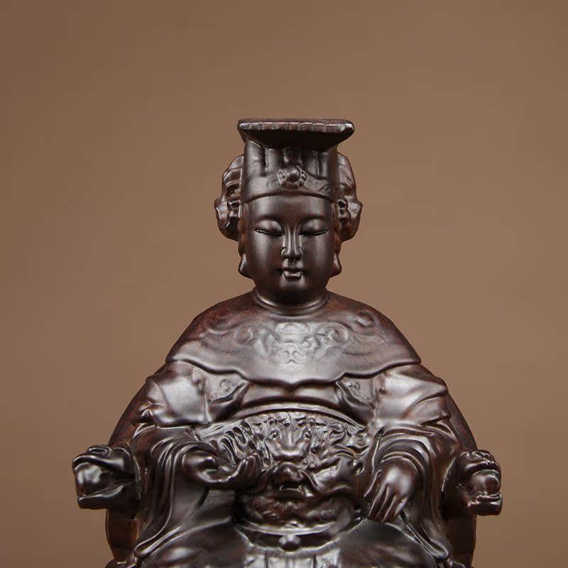 实木质工艺品客厅神像天上圣母摆件妈祖家居送礼摆设雕雕刻黑檀木