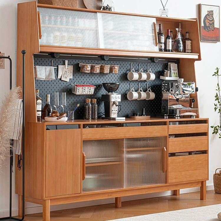 日式餐边柜备餐柜一体靠墙小户型家用简约储物柜北欧实木茶水柜子