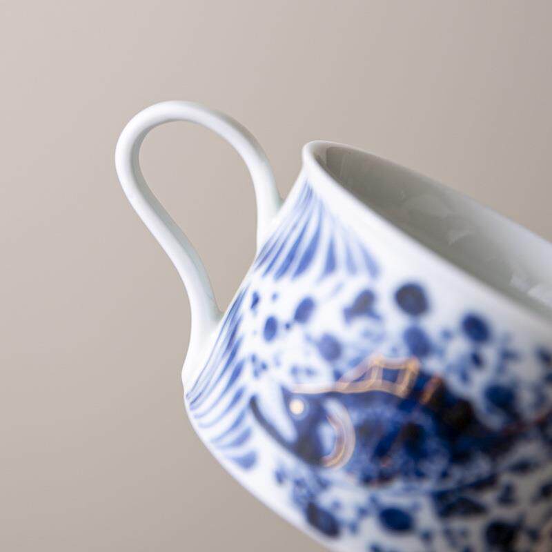 青花咖啡杯勺子高档精致陶瓷马克杯女士主人杯子家用复古杯碟套装