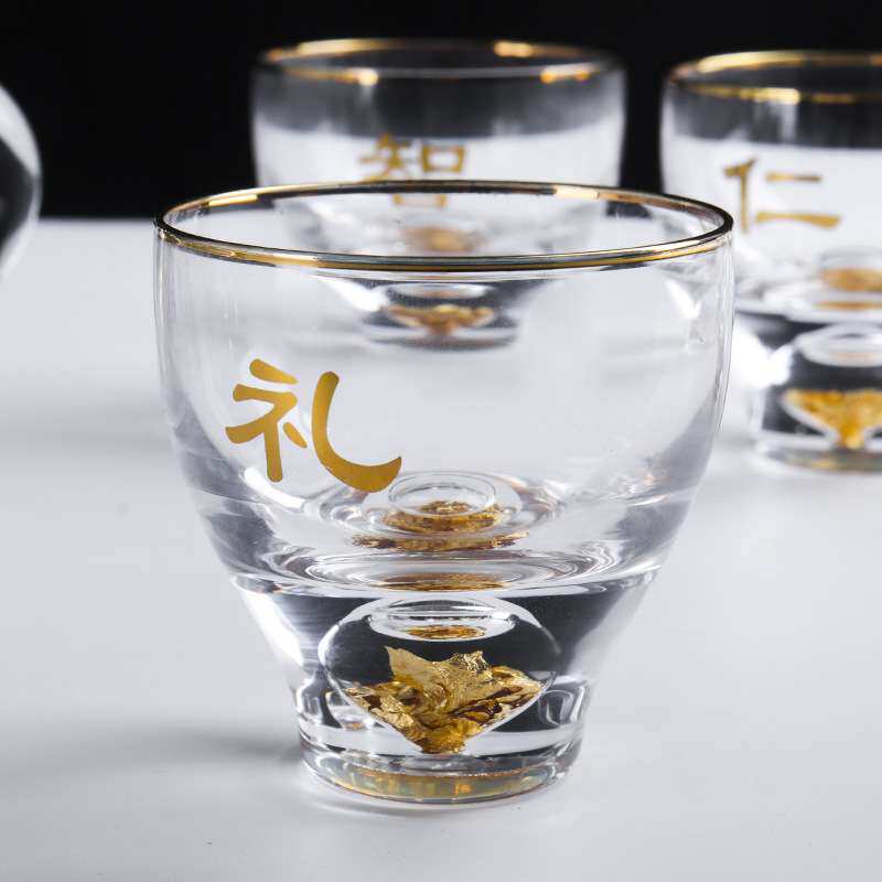 镶金箔水晶玻璃茶具创意描金茶杯茶海盖碗旅行装厂家直销简约风