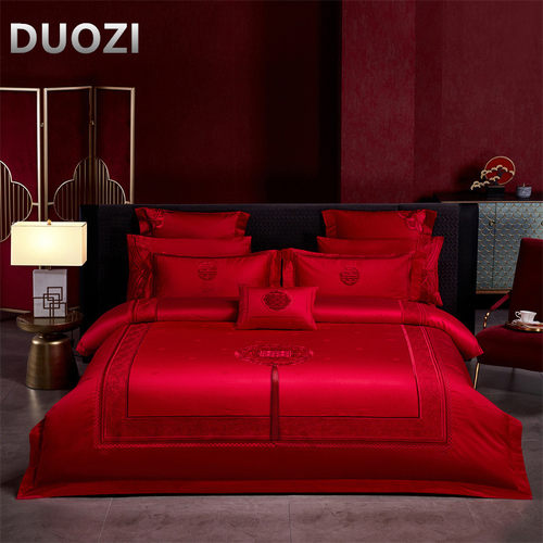 100支长绒棉婚庆四六十件套被套