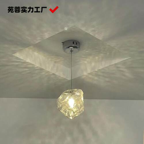 loft复式楼挑空吊灯别墅旋转楼梯客厅吧台护眼网红冰块玻璃楼梯灯