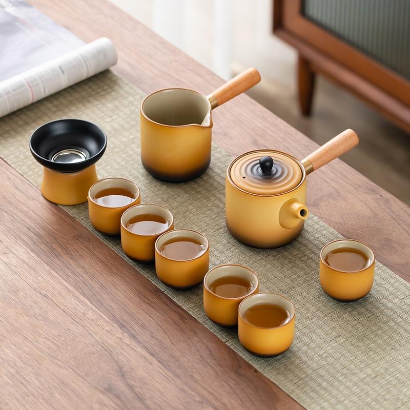 10头陶瓷功夫窑变釉茶具套装现代简约办公整套茶壶茶杯套组收纳