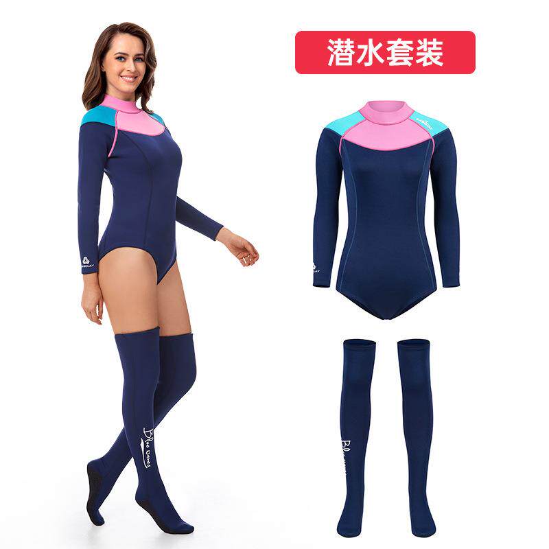分体新款女士专业女潜水袜连体加厚保暖全套装备防晒冲浪服潜水服
