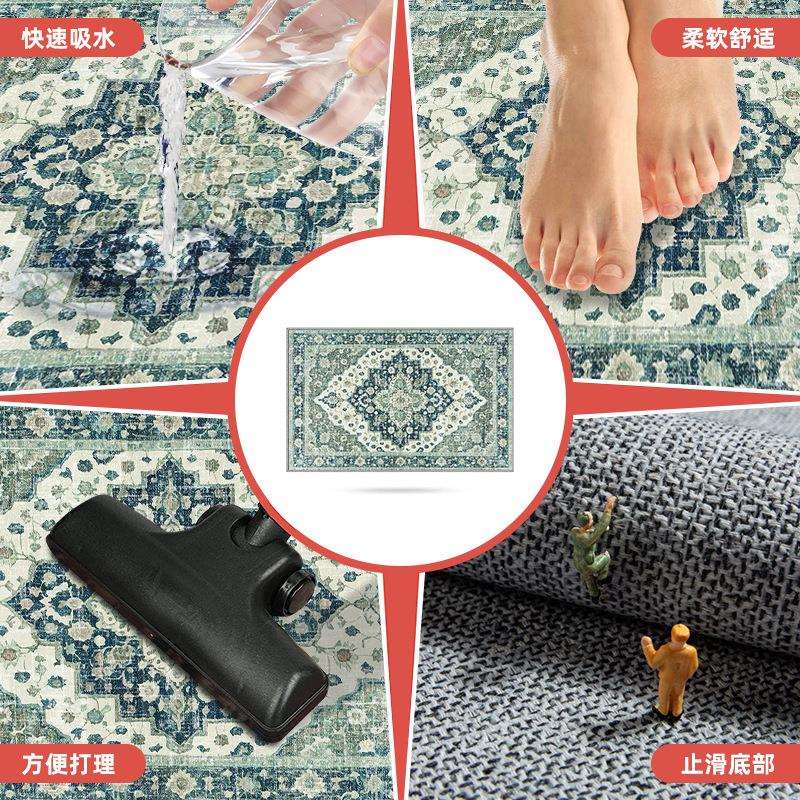 复古地毯客厅全铺tpr水洗底地毯垫沙发茶几垫子加厚短绒毛脚防滑