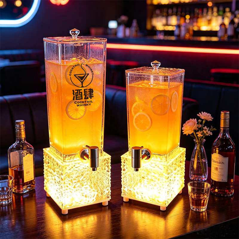 酒吧发光啤酒桶带龙头2L 3L果汁泡酒桶可乐桶容器扎啤桶网红酒炮