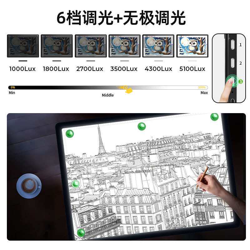 跨境磁吸发光透光板LED临摹画板专业级国画书画美术用品拷贝台