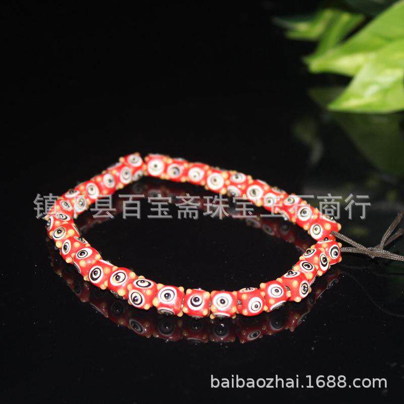 直播爆款中古老琉璃蜻蜓眼珠串珠链 古珠老珠子老琉璃方形