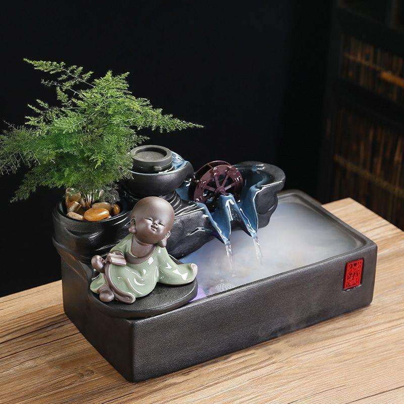 mIq创意流水升才循环水发财招才猫办公室桌面装饰品喷泉摆件开业