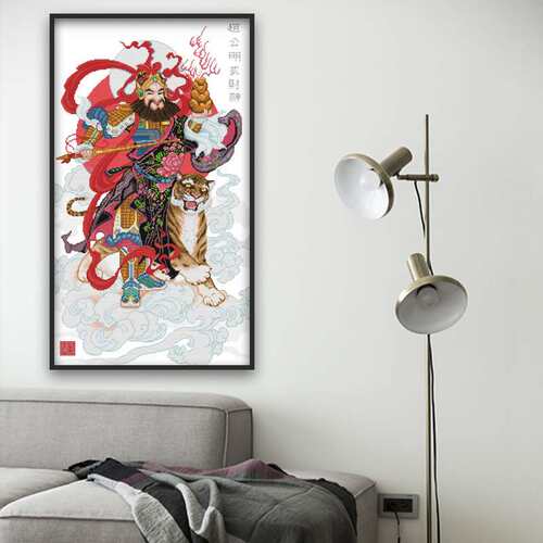 欢乐99十字绣武财神客厅大幅财神爷竖款装饰画人物类印花刺绣代发