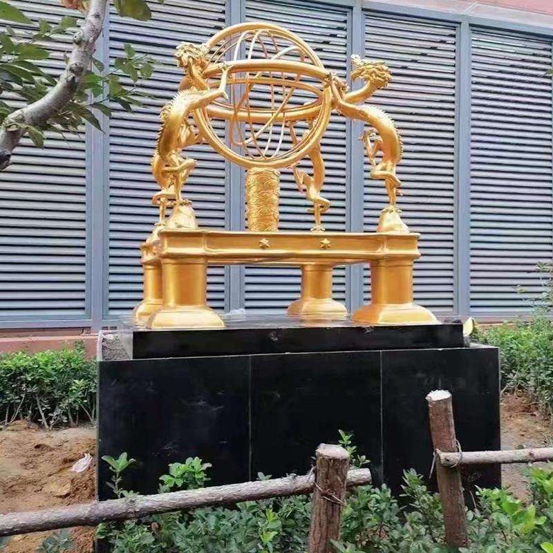 不锈钢地动仪雕塑玄关四大发明铸铜指南针日晷广场学校艺术装饰摆